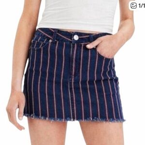 American Eagle Striped High-Rise Mini Denim Skirt – Size 4